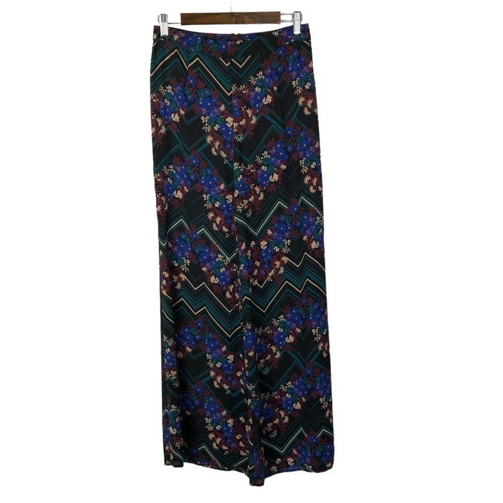 Boutique Lush Floral & Chevron Wide Leg Palazzo Pants S